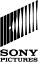 Above the words Sony pictures appears a black rectangle in the shape of a movie screen projecting white vertical lines from left to right