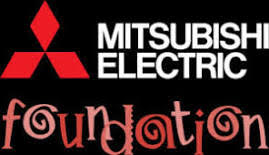 The words Mitsubishi Electric Foundation in red letters appear on a black background.